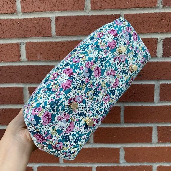 Handmade Large Genuine Printed Floral Leather Wooden Frame Bag with Small Purse - Picture 12 of 16